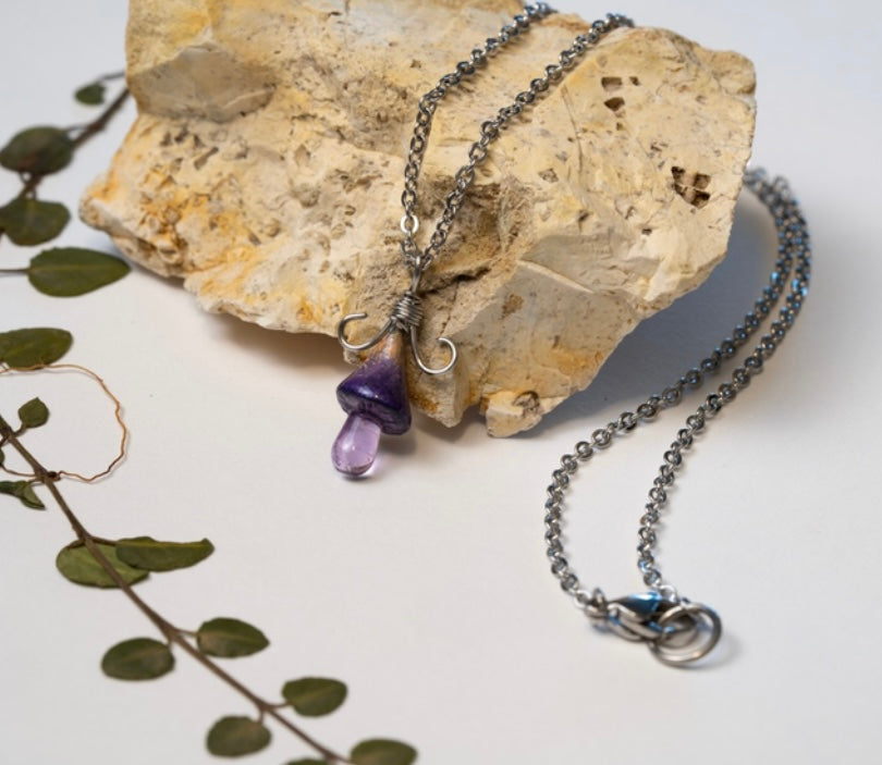 Amethyst Mushroom Necklace